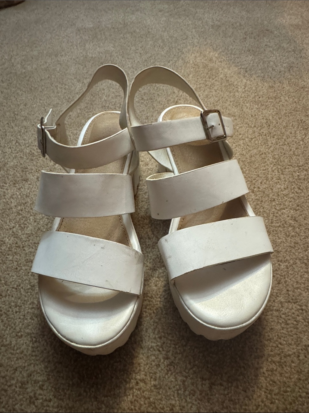 Womens White Strappy Platform Sandals size 7